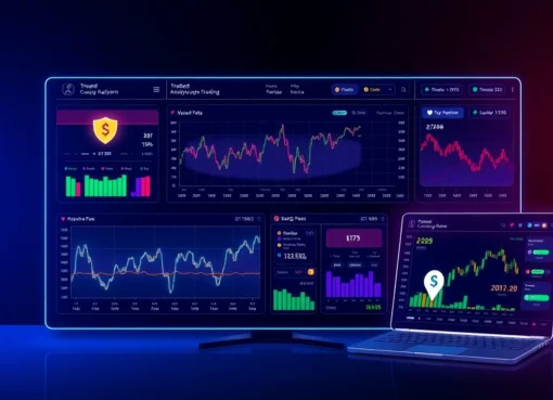 Aicoin platform showing real-time crypto charts and market data on multiple devices for trading and analysis.