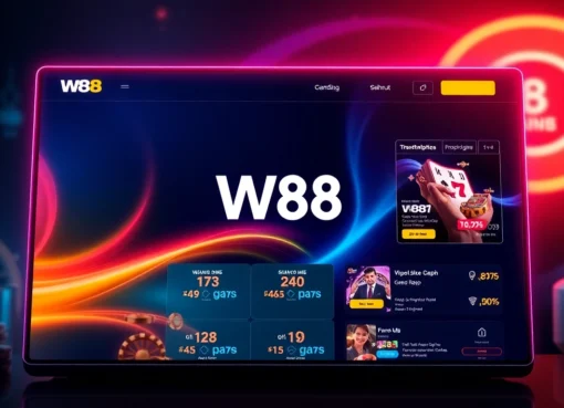 W88 logo on an engaging online casino platform showcasing sports betting and live gaming options, highlighting user interaction and digital gambling experience.