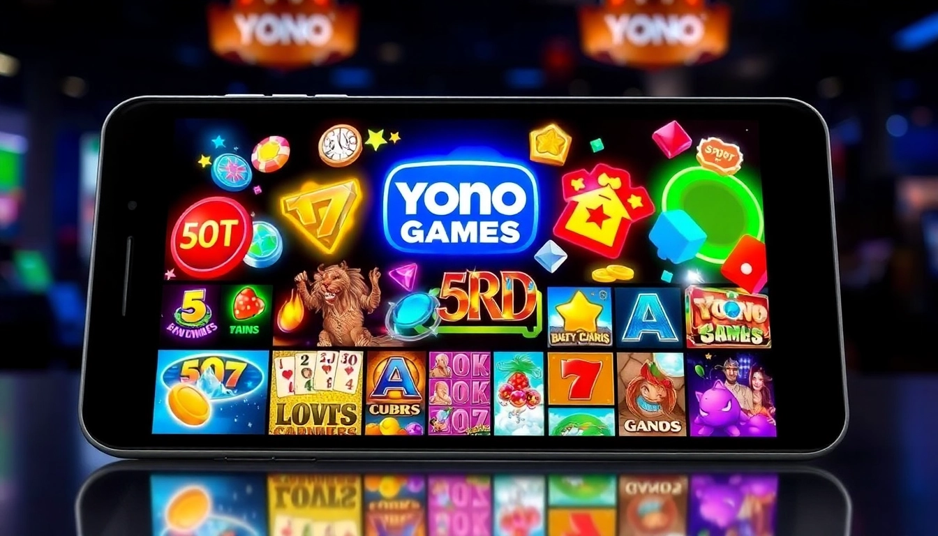 Engaging visual of the Yono All Game platform featuring popular slot, rummy, and card games for online players in India, emphasizing variety and excitement.