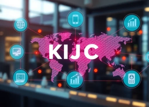 KJC hệ sinh thái công nghệ số toàn cầu, biểu tượng kết nối, hiện đại và đáng tin cậy