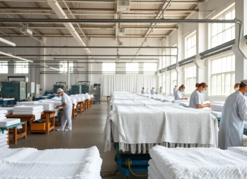 Expert team at towel factory Pakistan manufacturing premium towels with focus on quality and precision.