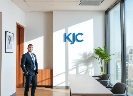 Professional legal team working in a KJC-branded office demonstrating trust and legal expertise