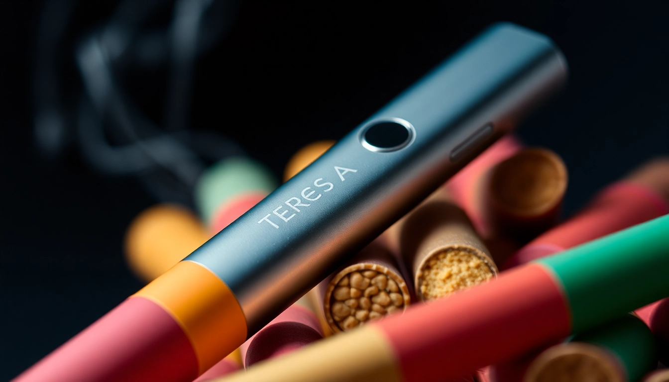Terea sigara sticks being inserted into the IQOS Iluma device, showcasing heated tobacco usage for enhanced flavor experience.