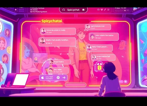 Engaging spicychatai interaction with realistic AI characters in a vibrant, immersive chat environment accessible on multiple devices.