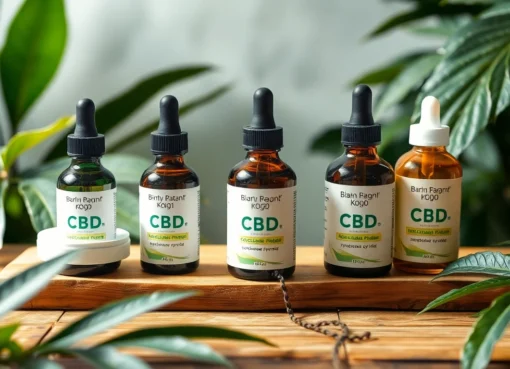 CBD products like oils and creams showcased in a natural setting to attract health-conscious