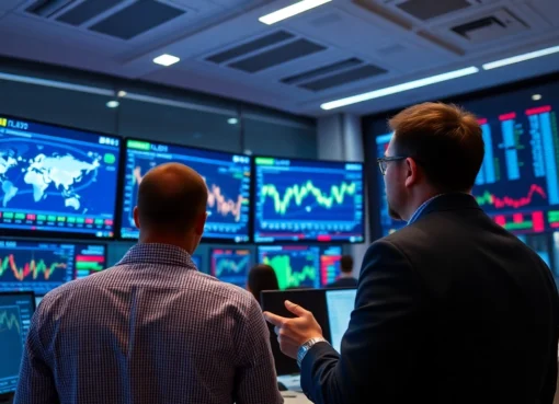 Financial analysts analyzing global market news updates with charts and data in a professional