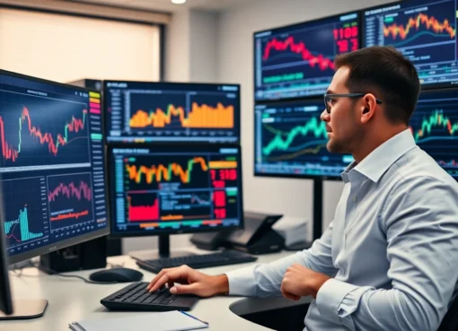 Trading and Investment News analysis with stock charts, gold prices, and market data visuals