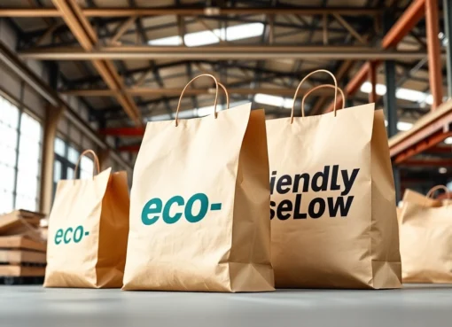 High-quality torba papierowa being handled by a worker in a modern eco-warehouse environment