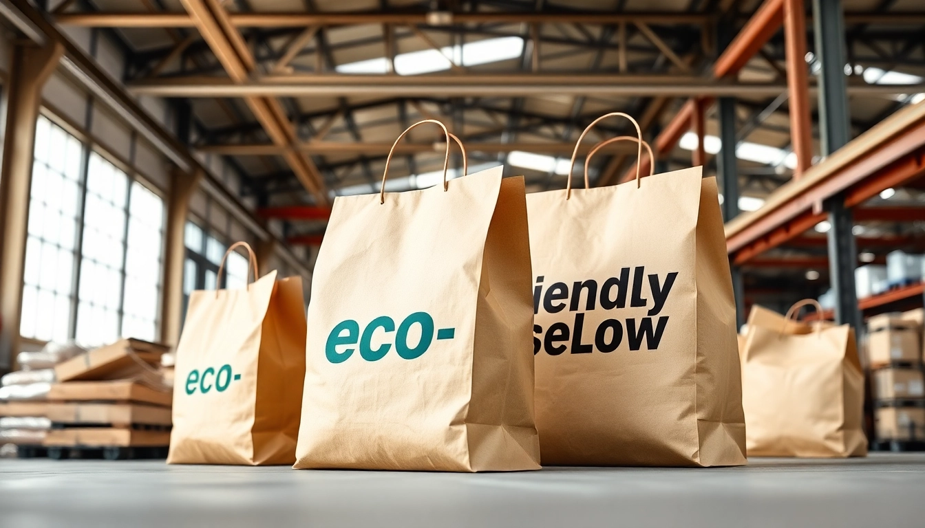 High-quality torba papierowa being handled by a worker in a modern eco-warehouse environment