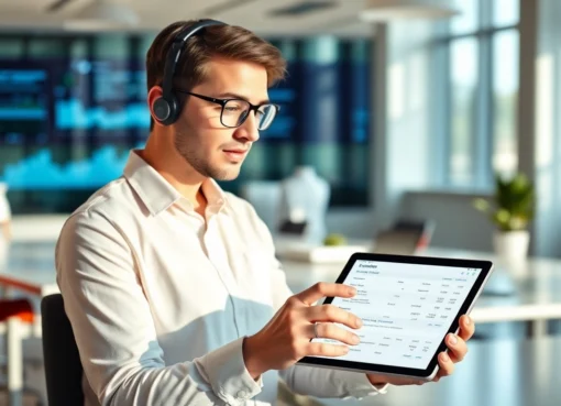 Streamlined Estimate Software for Faster Invoicing and Business Growth Estimate software user creating professional estimates using voice command on a tablet to boost